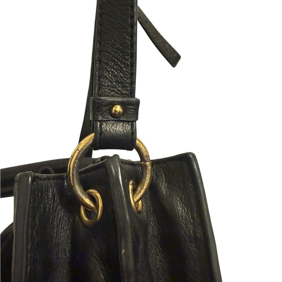 black leather satchel-style handbag from Via Spiga beautiful three compartments - Picture 15 of 16